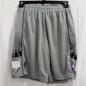 NBA Shorts Grey Polyester Elastic Waist Stretch Basketball L Youth 14/16